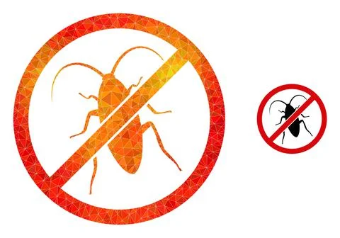 Vector Triangle Filled Forbidden Cockroach Icon with Orange Colored Gradient Illustrazione stock