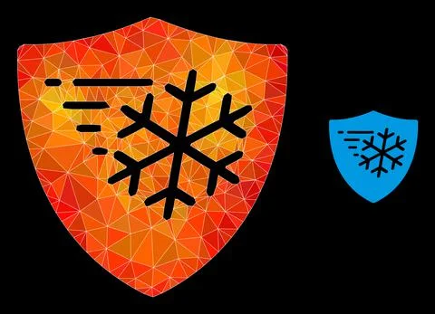 Vector Triangle Filled Frost Protection Icon with Fire Gradient Stock Illustration
