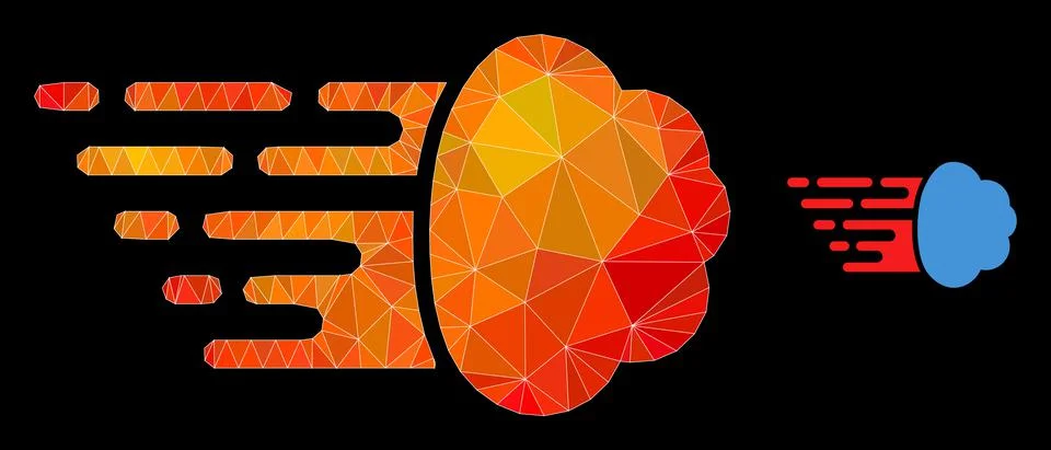 Vector Triangle Filled Gas Cloud Icon with Orange Colored Gradient Stock Illustration