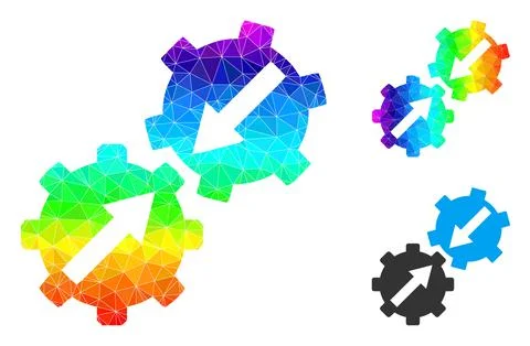Vector Triangle Filled Gear Integration Icon with Spectrum Gradient Stock Illustration