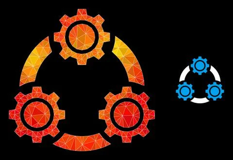 Vector Triangle Filled Gear Planetary Transmission Icon with Fire Gradient Illustrazione stock