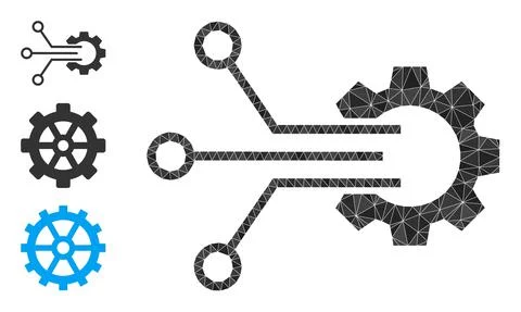 Vector Triangle Filled Gear Sensor Icon with Bonus Icons Ilustración de archivo