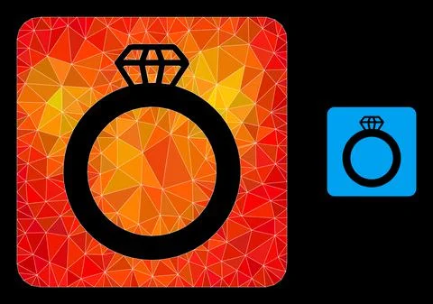 Vector Triangle Filled Gem Ring Icon with Flame Gradient Illustrazione stock