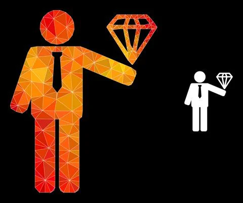 Vector Triangle Filled Groom Diamond Icon with Orange Colored Gradient Illustrazione stock