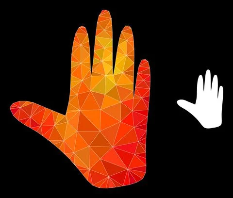 Vector Triangle Filled Hand Icon with Flame Gradient Stock Illustration