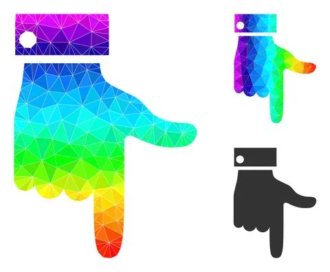 Vector Triangle Filled Hand Pointer Down Icon with Spectrum Gradient イラスト素材