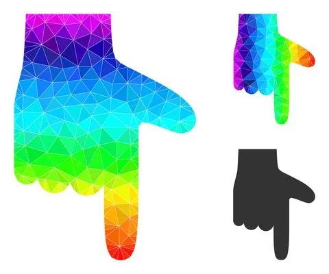 Vector Triangle Filled Hand Pointer Down Icon with Spectrum Gradient Illustrazione stock