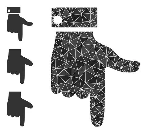 Vector Triangle Filled Hand Pointer Down Icon and Bonus Icons 스톡 일러스트