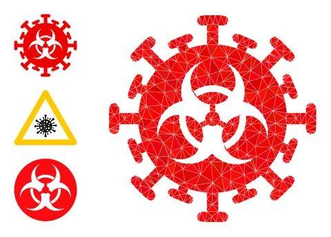 Vector Triangle Filled Hazard Virus Icon with Similar Icons Illustrazione stock