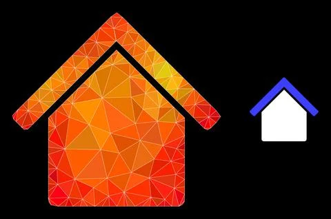 Vector Triangle Filled House Icon with Fire Gradient Stock Illustration