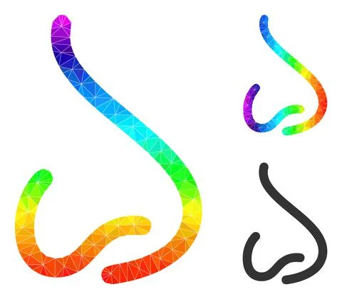 Vector Triangle Filled Human Nose Icon with Spectral Colored Gradient Stock Illustration