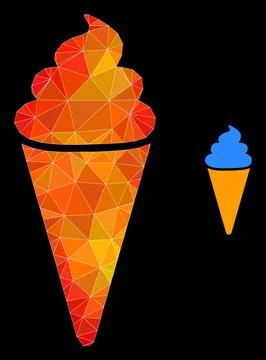 Vector Triangle Filled Ice Cream Icon with Orange Colored Gradient 스톡 일러스트