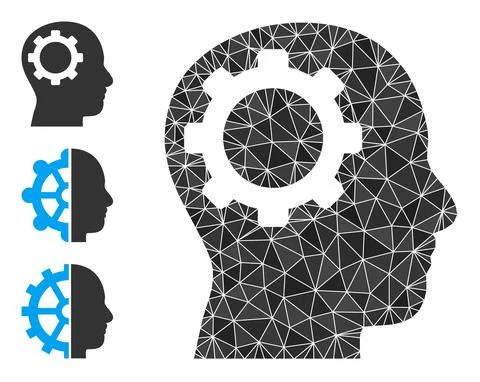 Vector Triangle Filled Intellect Gear Icon and Bonus Icons Stock Illustration