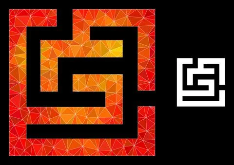 Vector Triangle Filled Labyrinth Icon with Orange Colored Gradient Stockillustratie