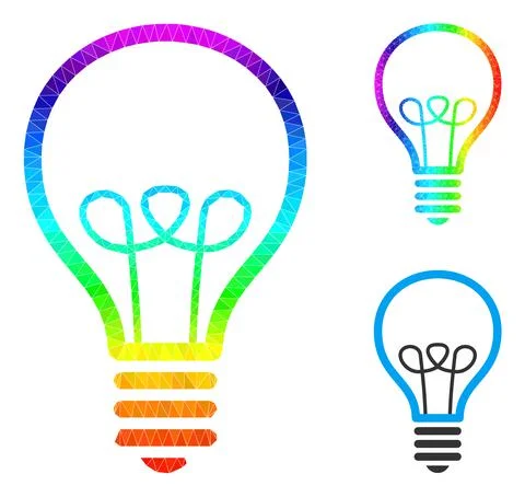 Vector Triangle Filled Lamp Bulb Icon with Spectral Colored Gradient Stock-Illustration