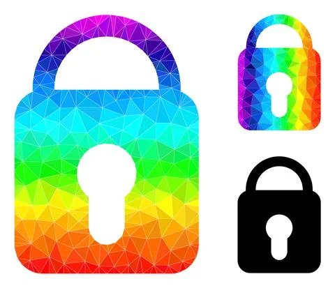 Vector Triangle Filled Locked Icon with Spectrum Gradient 스톡 일러스트