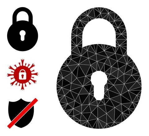 Vector Triangle Filled Locker Icon and Other Icons Stock Illustration