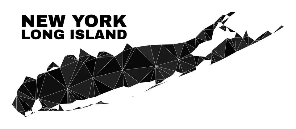 Vector Triangle Filled Long Island Map 스톡 일러스트