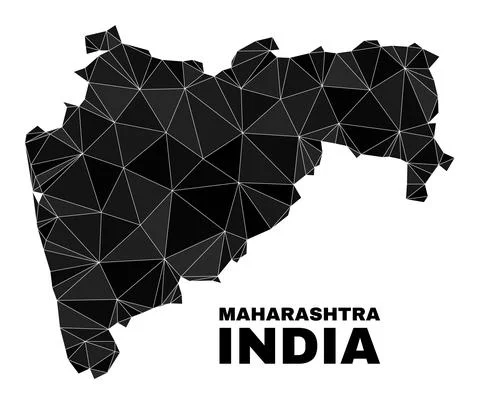 Vector Triangle Filled Maharashtra State Map Stock Illustration