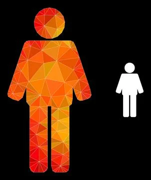 Vector Triangle Filled Man Icon with Flame Gradient Stock Illustration