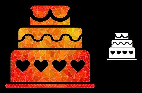 Vector Triangle Filled Marriage Cake Icon with Flame Gradient イラスト素材