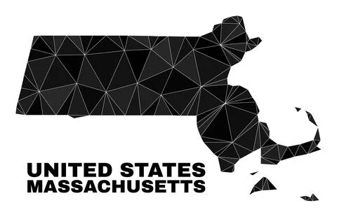 Vector Triangle Filled Massachusetts State Map Illustrazione stock
