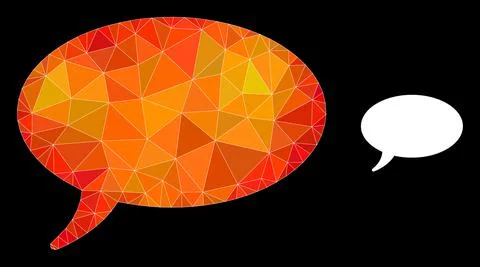 Vector Triangle Filled Message Cloud Icon with Flame Gradient Stock Illustration