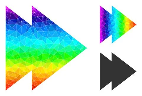 Vector Triangle Filled Move Right Icon with Spectral Colored Gradient 스톡 일러스트