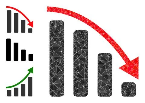 Vector Triangle Filled Negative Trend Icon with Similar Icons Ilustración de archivo