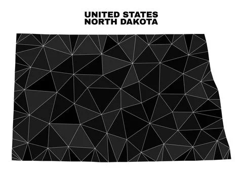 Vector Triangle Filled North Dakota State Map 스톡 일러스트