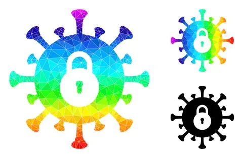Vector Triangle Filled Outbreak Lockdown Icon with Spectrum Gradient Stock Illustration