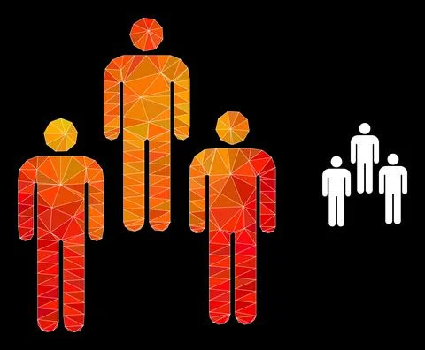 Vector Triangle Filled People Icon with Fire Gradient Stock Illustration