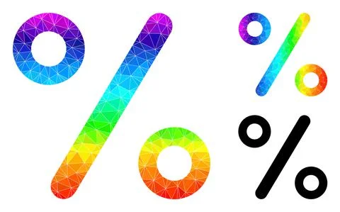 Vector Triangle Filled Percent Icon with Spectral Colored Gradient Stock Illustration