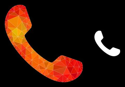 Vector Triangle Filled Phone Icon with Fire Gradient Stock Illustration