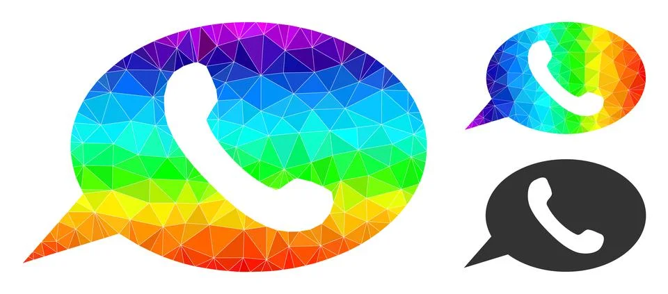 Vector Triangle Filled Phone Message Icon with Rainbow Gradient イラスト素材