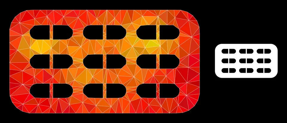 Vector Triangle Filled Pill Blister Icon with Fire Gradient Stock Illustration