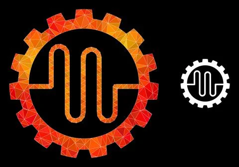 Vector Triangle Filled Pipe Service Cog Icon with Fire Gradient Illustrazione stock