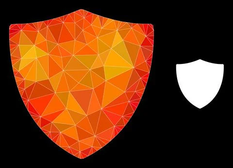 Vector Triangle Filled Protection Shield Icon with Fire Gradient Stock Illustration