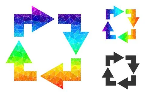 Vector Triangle Filled Recycle Icon with Spectral Colored Gradient Stock Illustration