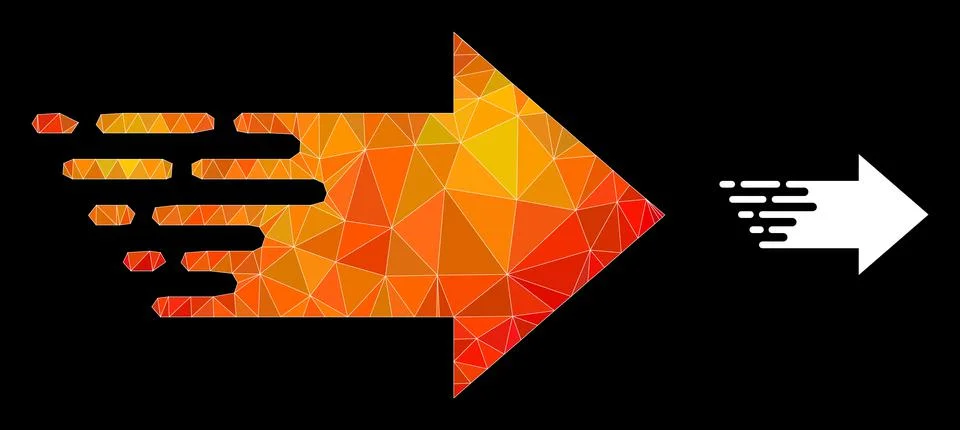 Vector Triangle Filled Right Arrow Icon with Fire Gradient 스톡 일러스트