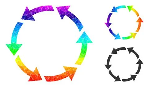 Vector Triangle Filled Rotate Ccw Icon with Spectral Colored Gradient Stock Illustration