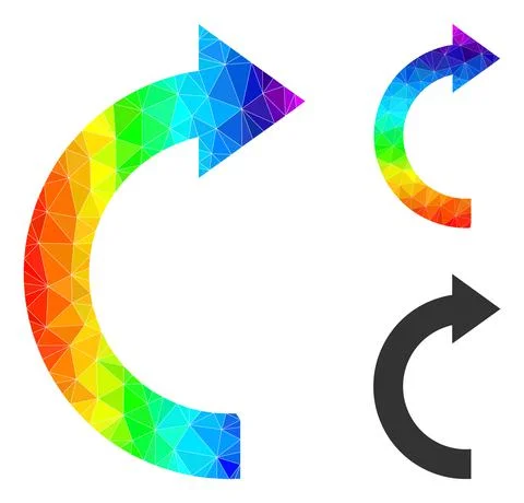 Vector Triangle Filled Rotate Right Icon with Rainbow Gradient イラスト素材