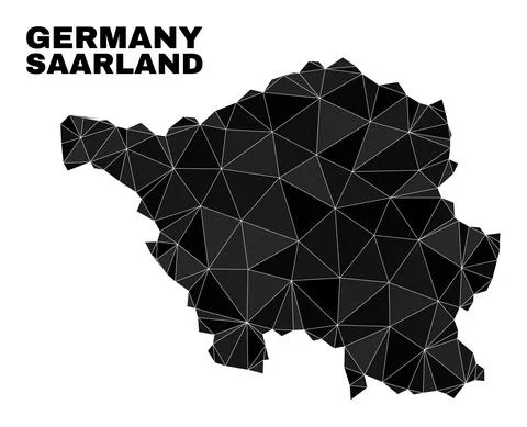Vector Triangle Filled Saarland Land Map Ilustración de archivo