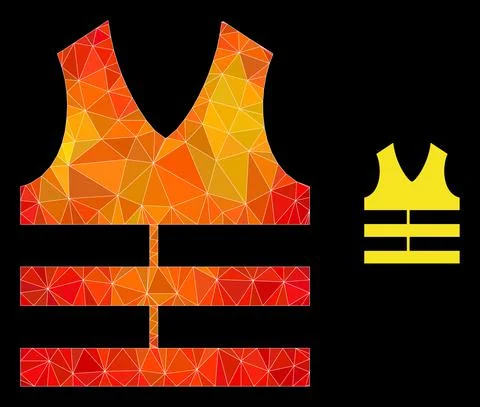 Vector Triangle Filled Safety Vest Icon with Flame Gradient Stock Illustration