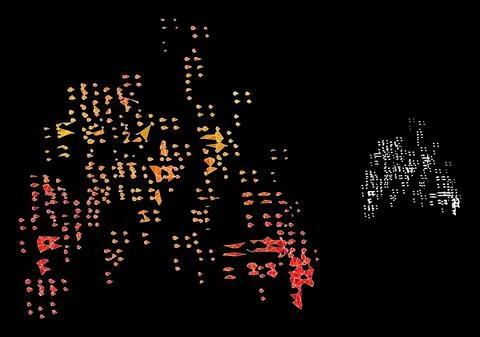 Vector Triangle Filled Sand Swarm Icon with Flame Gradient 스톡 일러스트