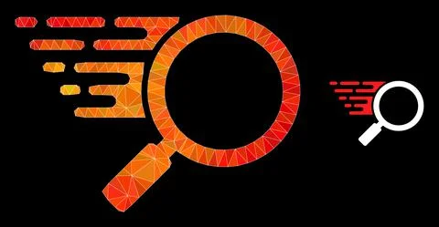 Vector Triangle Filled Search Tool Icon with Fire Gradient Stock Illustration