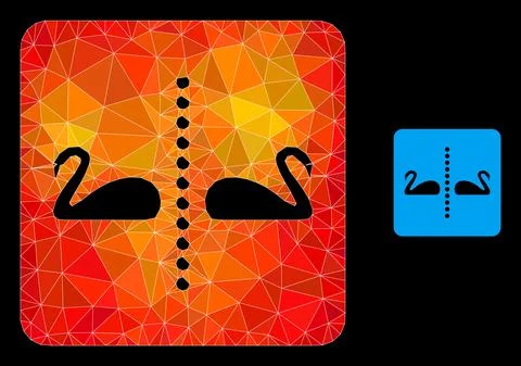 Vector Triangle Filled Separate Swans Icon with Flame Gradient Stock Illustration