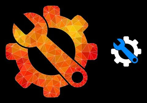 Vector Triangle Filled Service Tools Icon with Fire Gradient Stock Illustration