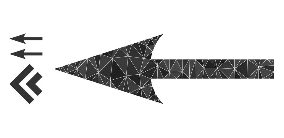 Vector Triangle Filled Sharp Arrow Left Icon and Bonus Icons Stock Illustration