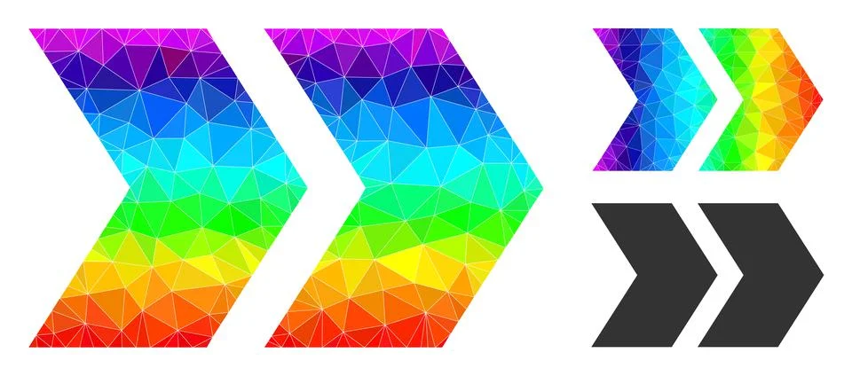Vector Triangle Filled Shift Right Icon with Rainbow Gradient Stock Illustration